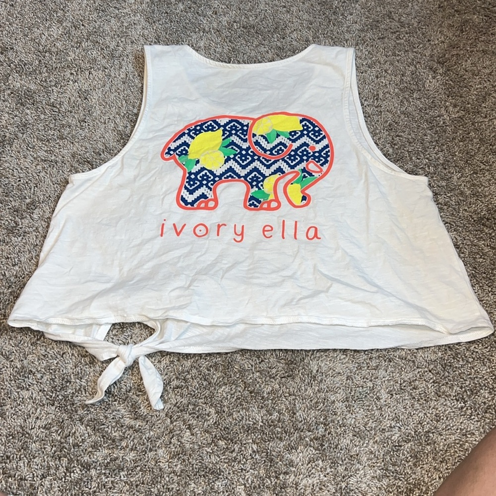 Ivory Ella Graphic Knoted Front Tank Size Large